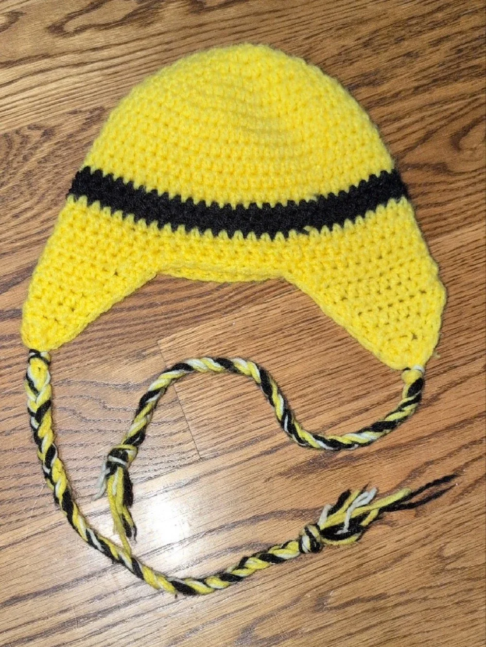Hand-Crocheted Yellow Minion-Inspired Earflap Hat for Kids